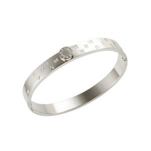 Roman Numeral Bangle - Silver Color