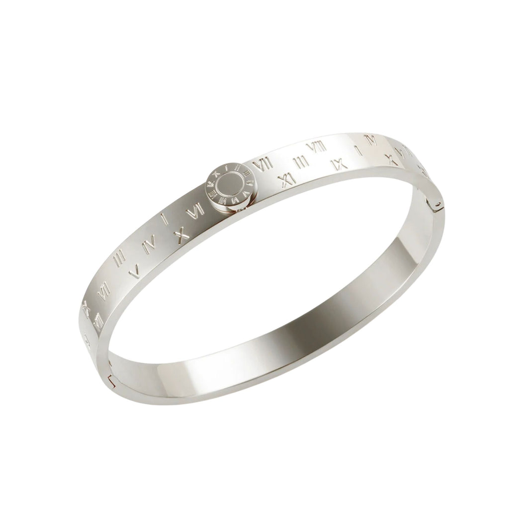 Roman Numeral Bangle - Silver Color