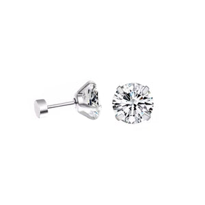 Eternity Stud Earrings - Silver Color - 5 Stone Sizes