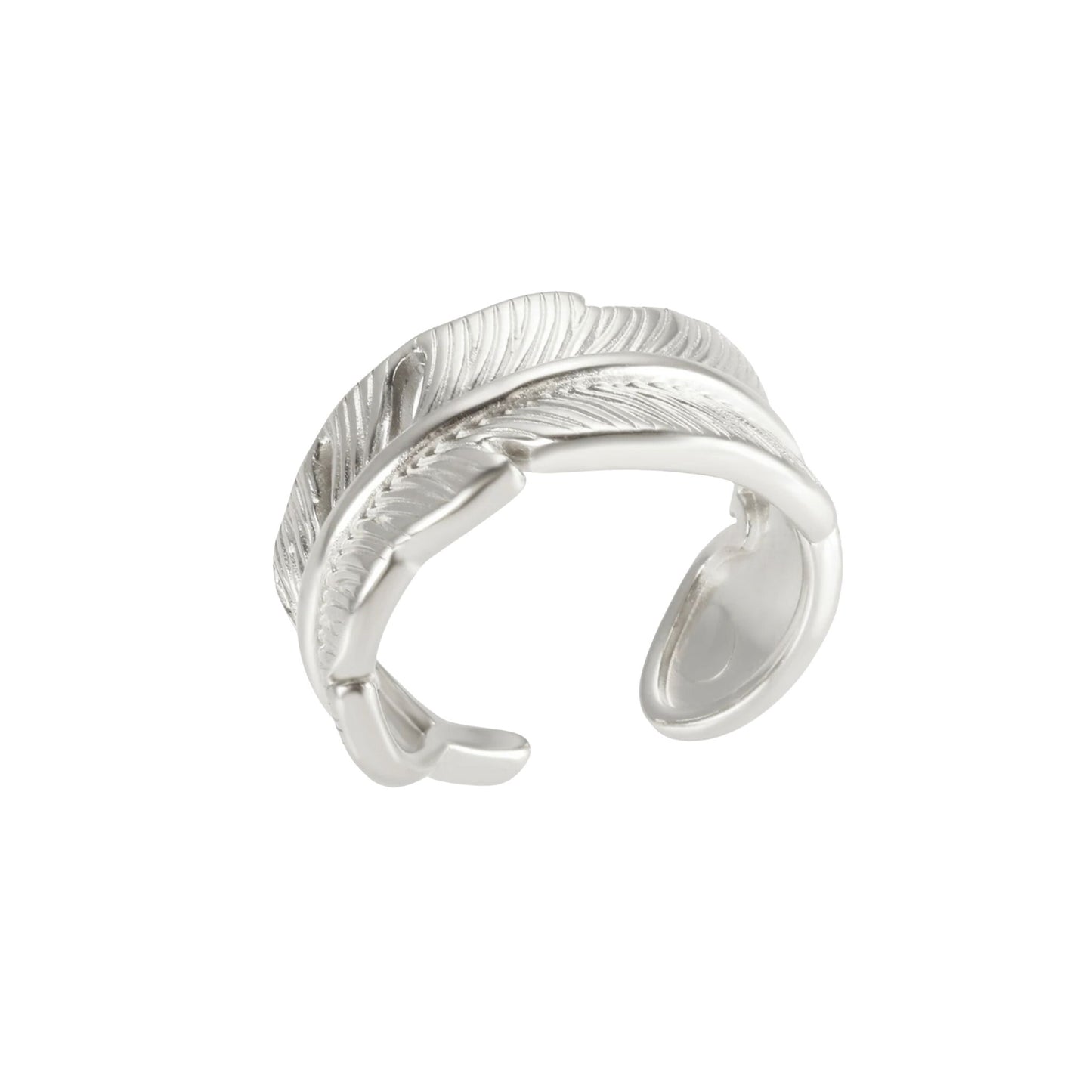 Feather Ring in White Gold