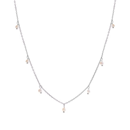 Vintage Pearl Drop Necklace in White Gold
