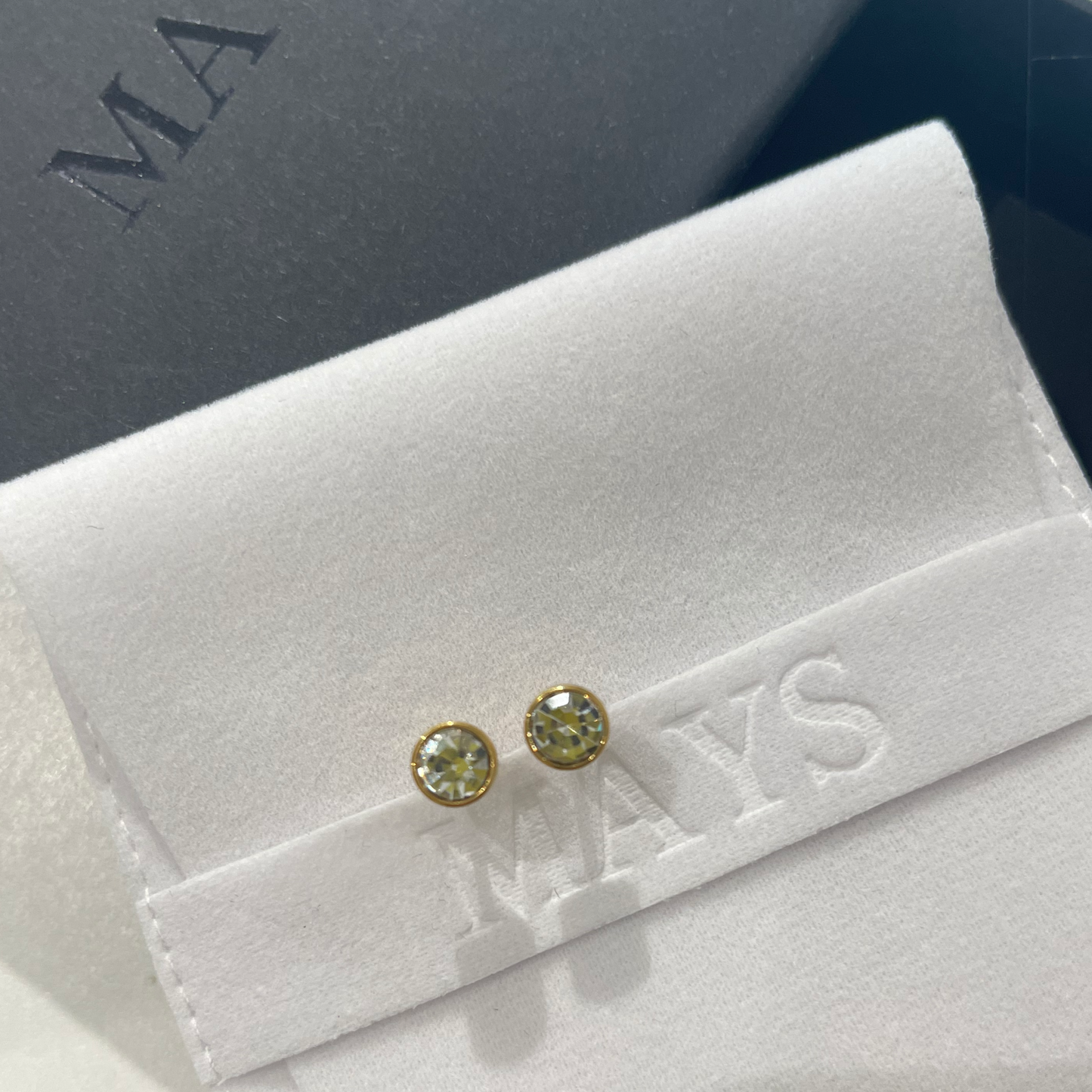 Small Stud Earrings in Gold - 12 Stone Colours