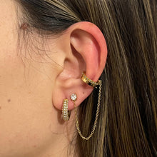 Load image into Gallery viewer, Dazzling Pavé Hoop Earrings in Gold - Clear Stone