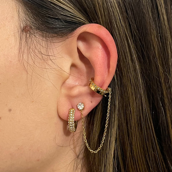 Dazzling Pavé Hoop Earrings in Gold - Clear Stone