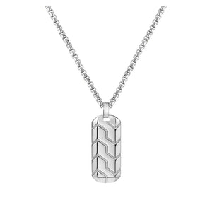 Dog Tag Necklace in White Gold