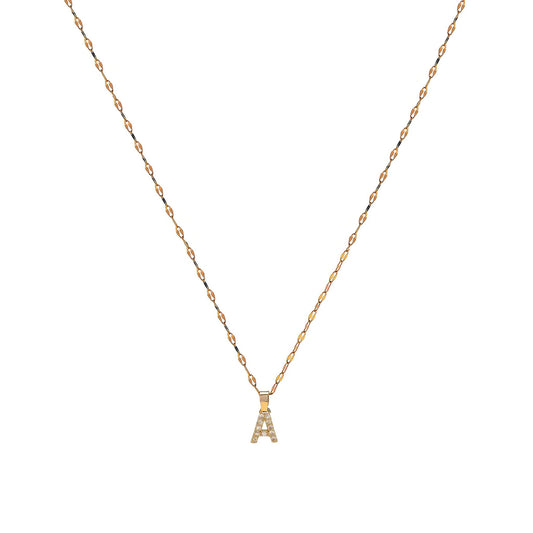 Initial Pendant Necklace in Gold - Gucci Style Chain