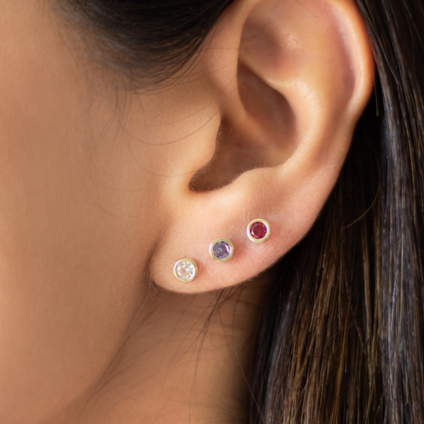 Small Stud Earrings in Gold - 12 Stone Colours