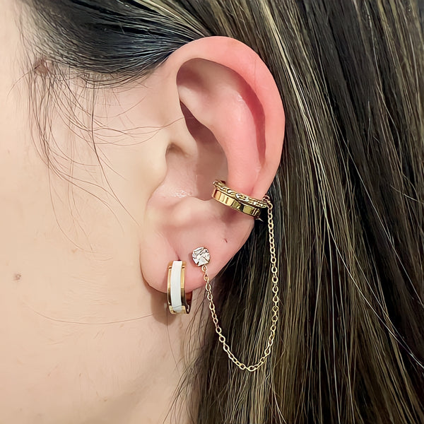 Enamel Huggie Earrings - White