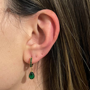 Angelic CZ Hoop Earrings - Emerald