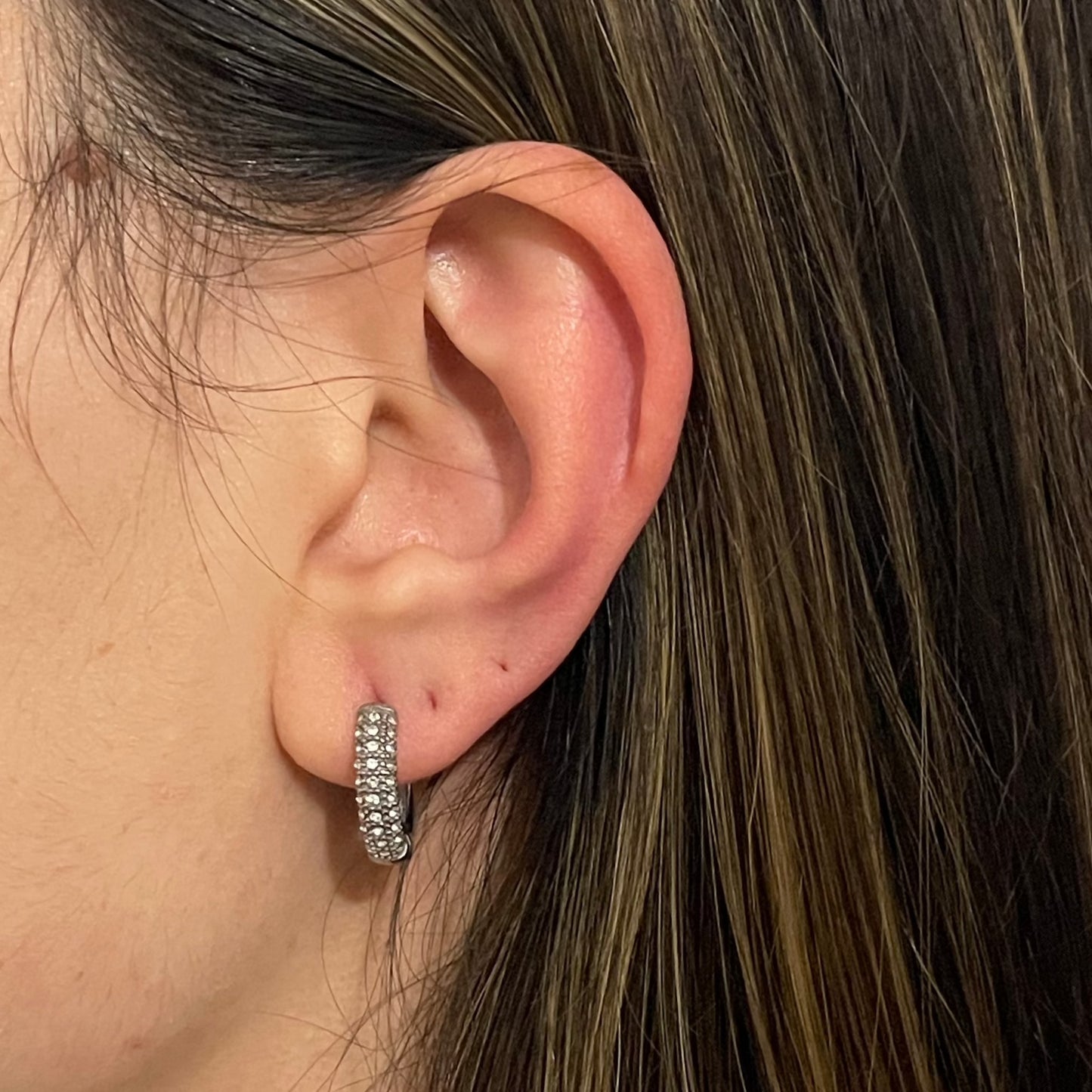 Dazzling Pavé Hoop Earrings in White Gold