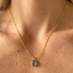 aquamarine necklace gift gold stone