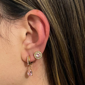 Angelic CZ Hoop Earrings - Pink