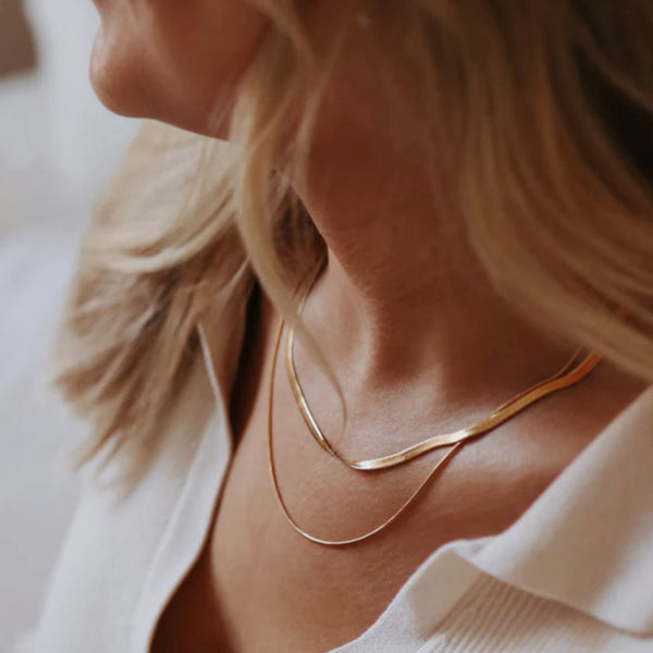 Serena Double Flat & Round Snake Necklace