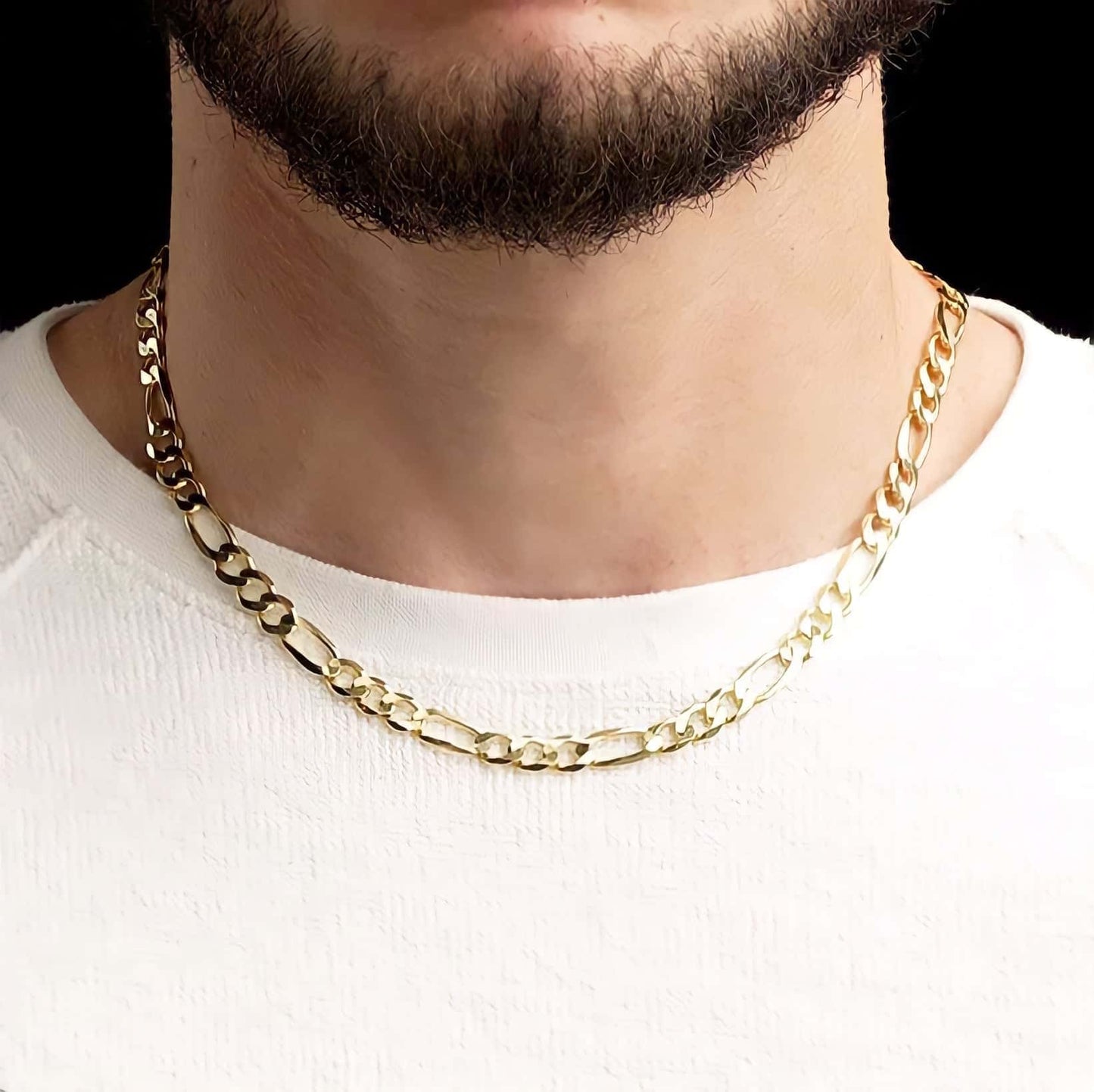 Figaro Chain Necklace 7mm in Gold