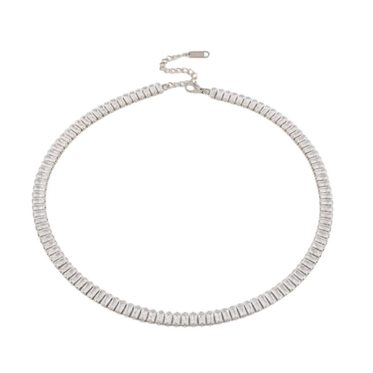 Vivid Tennis Chain Necklace in White Gold