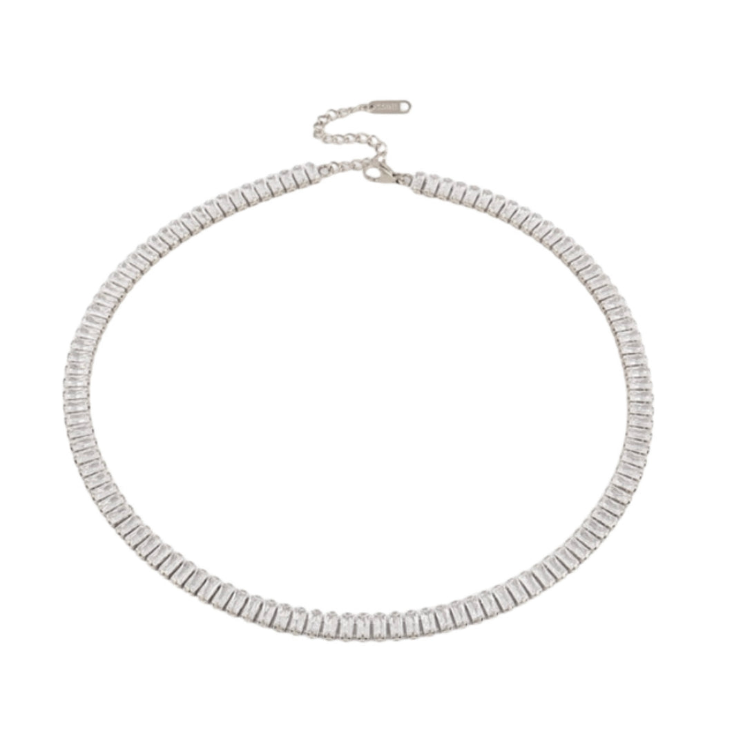 Vivid Tennis Chain Necklace - Silver Color