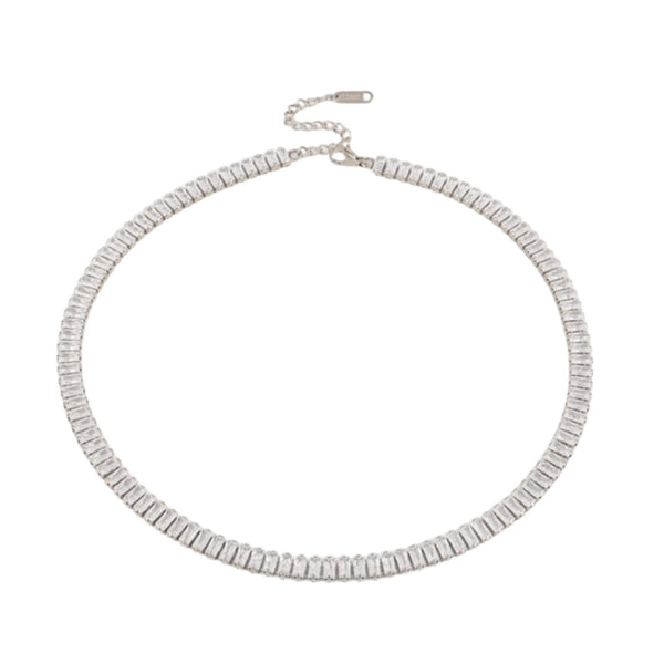 Vivid Tennis Chain Necklace in White Gold