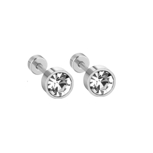 Small Stud Earrings in White Gold - 12 Stone Colours