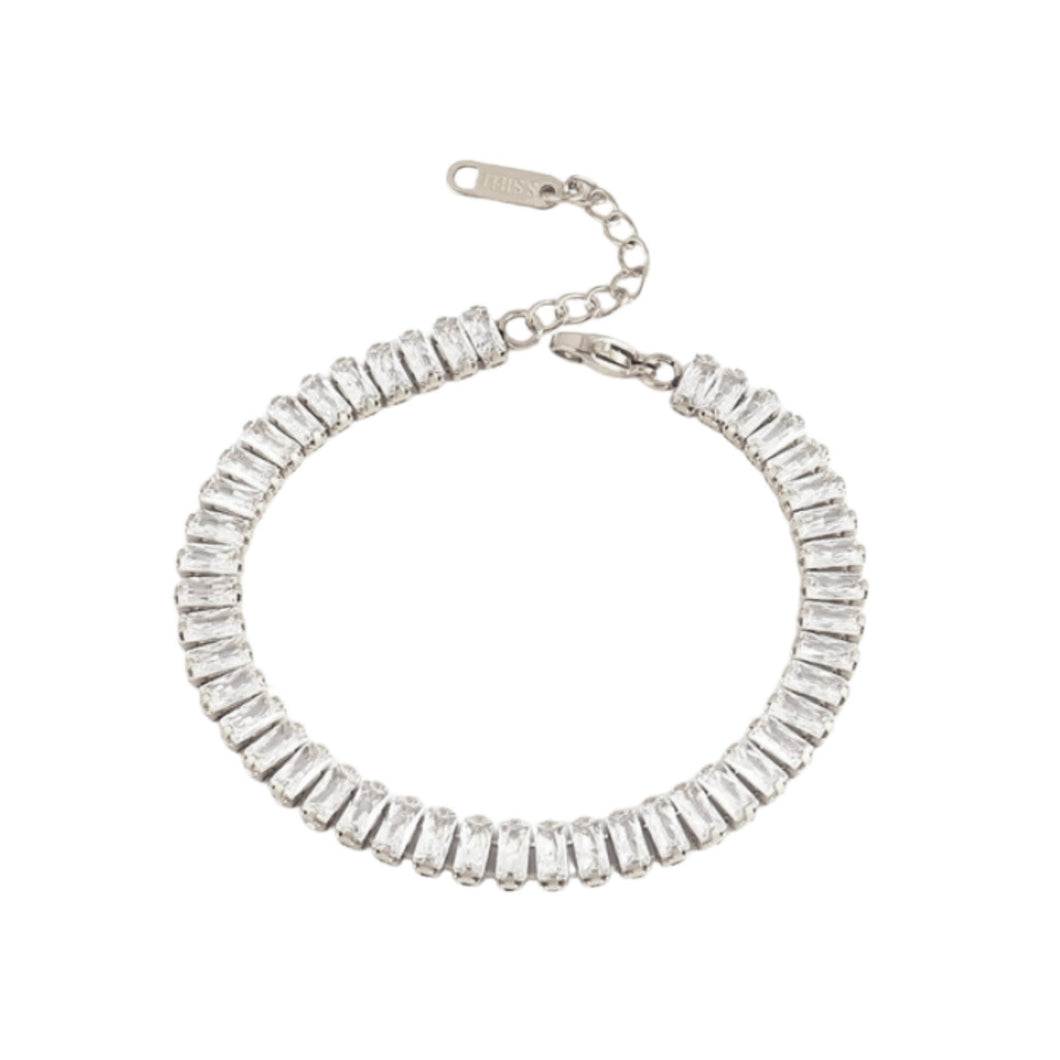 Vivid Tennis Chain Bracelet - Silver Color