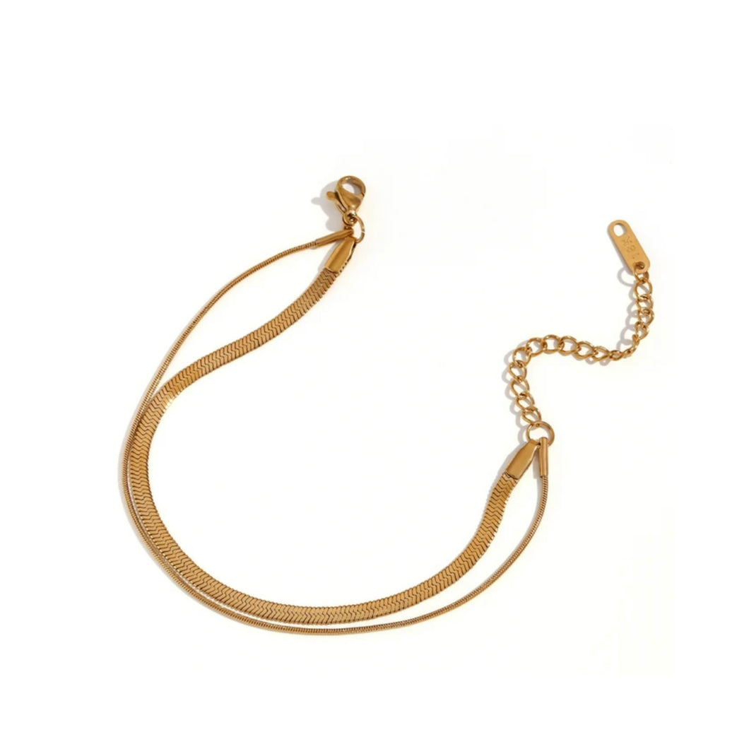 Serena Two Row Flat Snake Bracelet