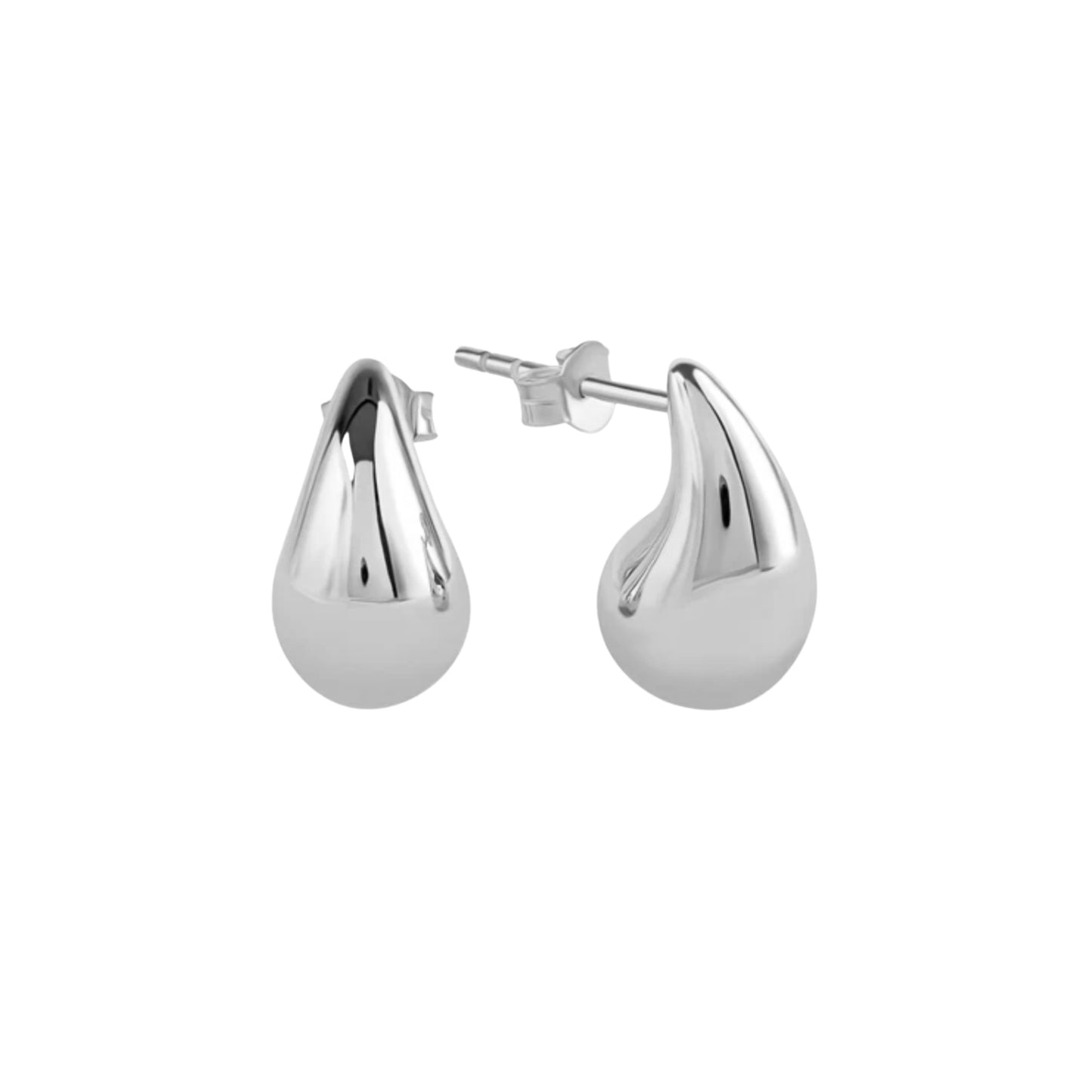Teardrop Stud Earrings in White Gold - Small