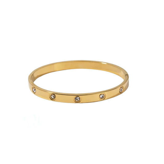 Unique CZ Bangle in Gold