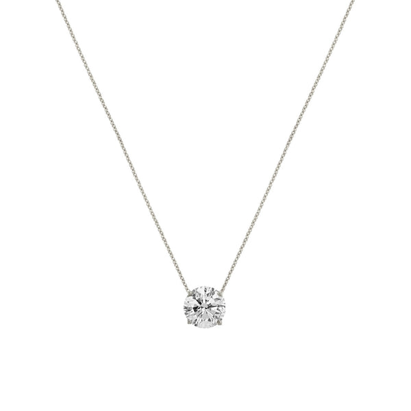 Solitaire Necklace in White Gold