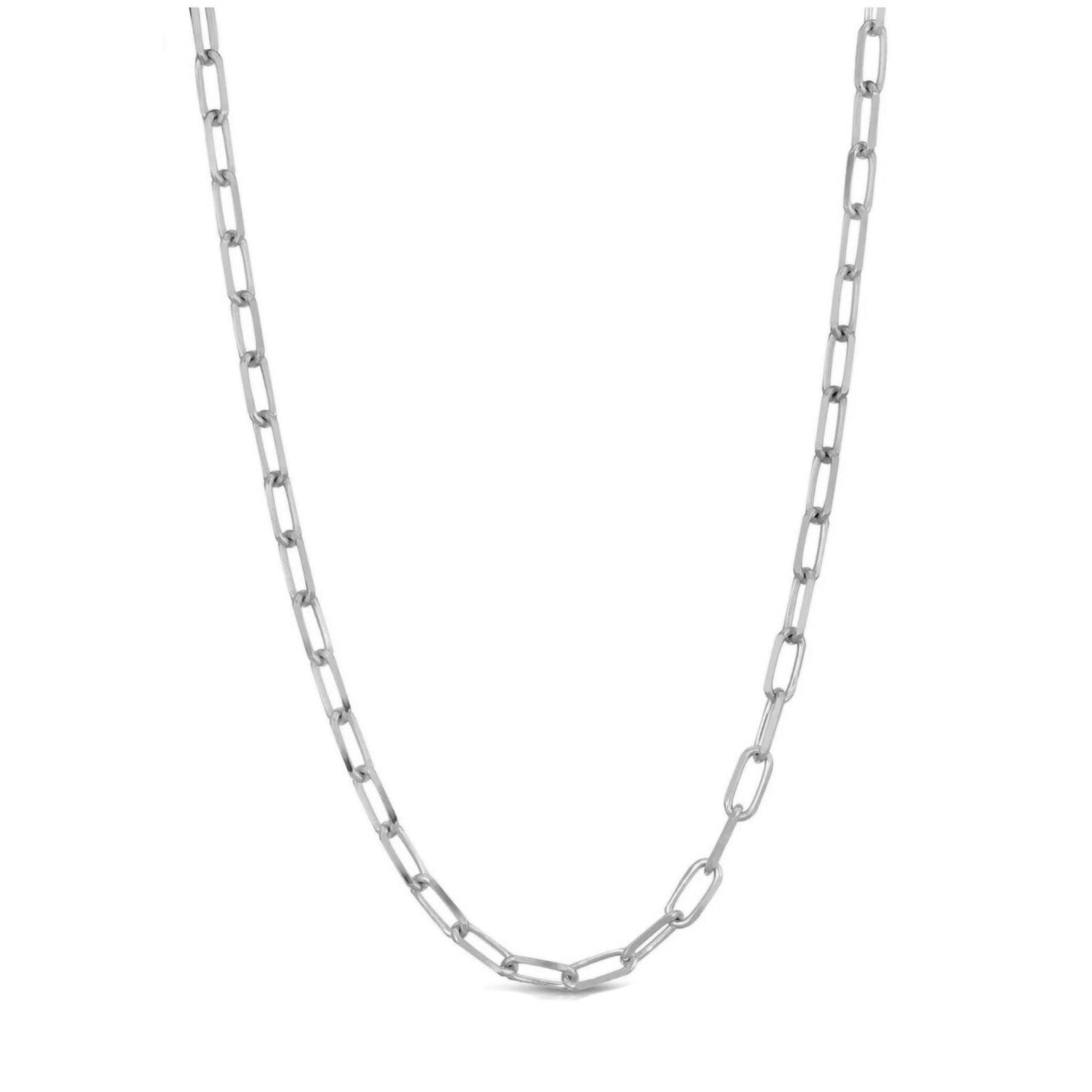 Paperclip Necklace in White Gold