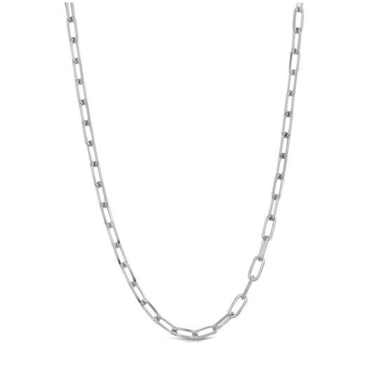 Paperclip Necklace in White Gold