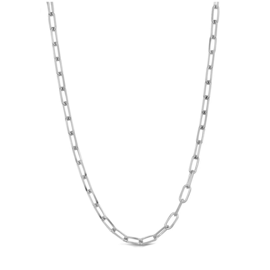 Paperclip Necklace in White Gold