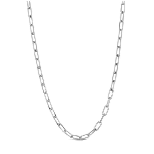 Paperclip Necklace in White Gold