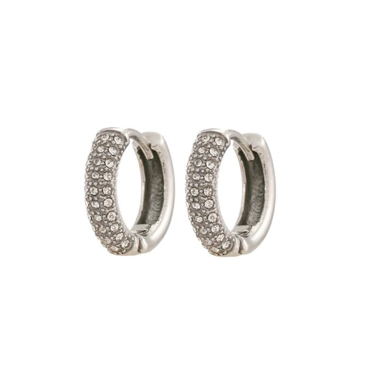 Dazzling Pavé Hoop Earrings in White Gold