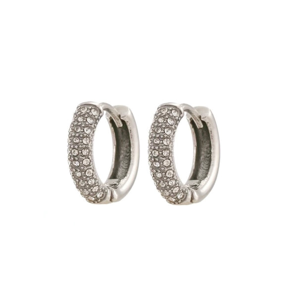 Dazzling Pavé Hoop Earrings in White Gold