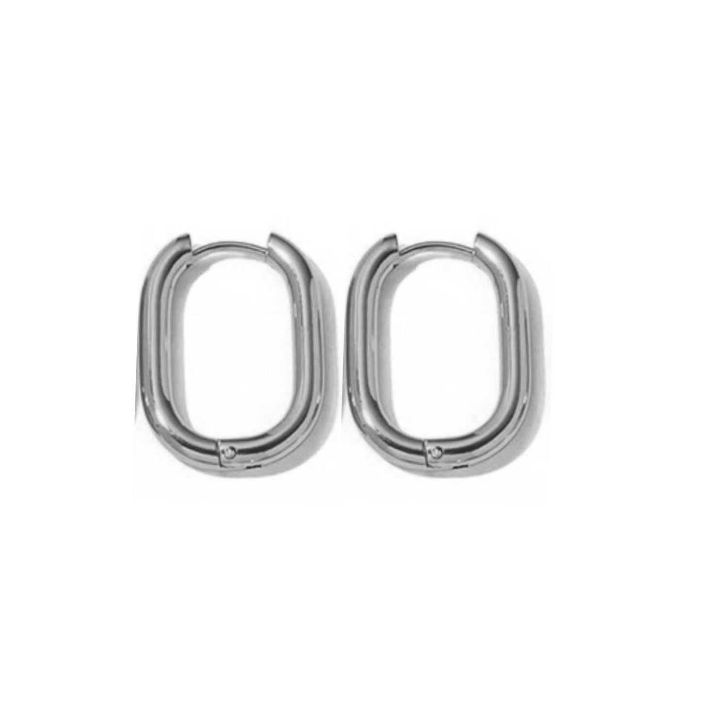 Onyx Rectangular Hoop Earrings in White Gold