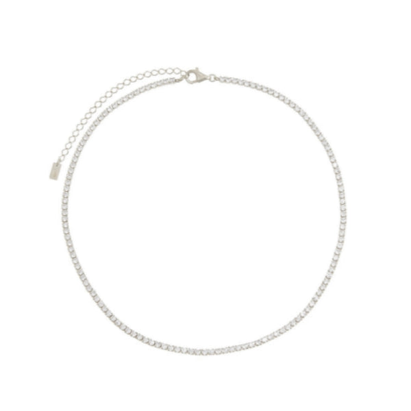 Blossom Tennis Chain Necklace in White Gold
