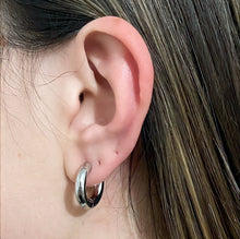 Load image into Gallery viewer, Hannah Pearl Hoop Earrings - Silver Color