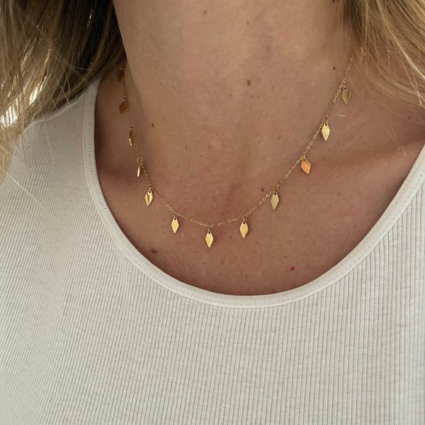 Rhombus Chain Drop Necklace in Gold