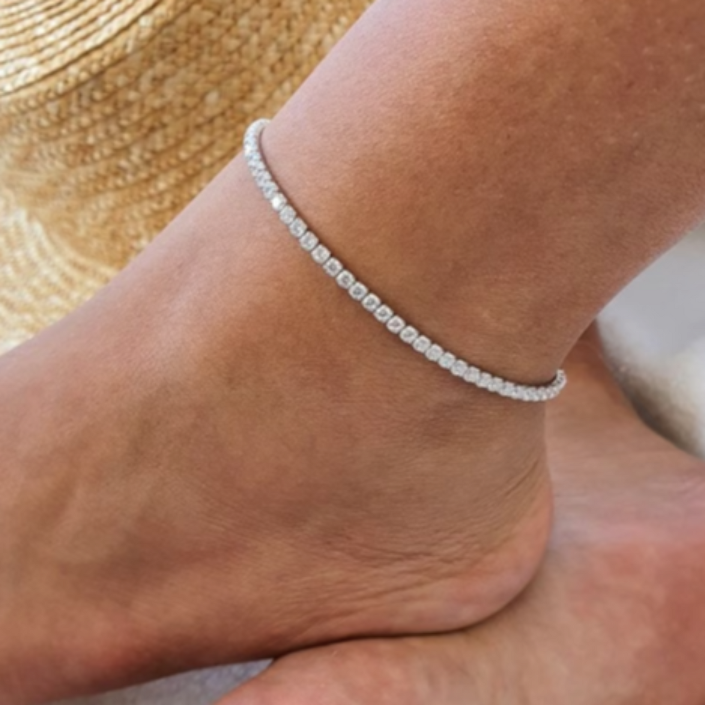Blossom Tennis Chain Anklet in Gold
