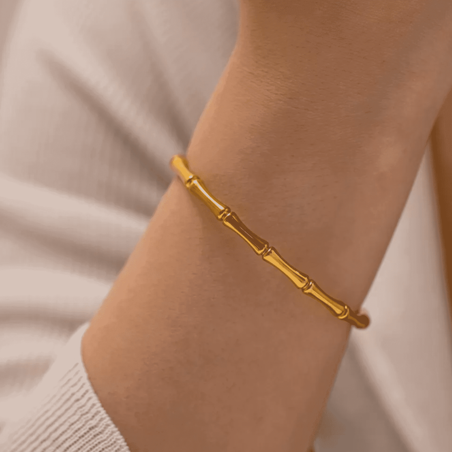 Bamboo Bangle Bracelet in Gold