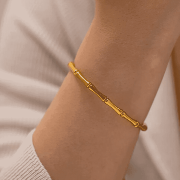 Bamboo Bangle Bracelet in Gold