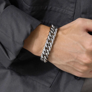 Chunky Cuban Chain Bracelet in White Gold