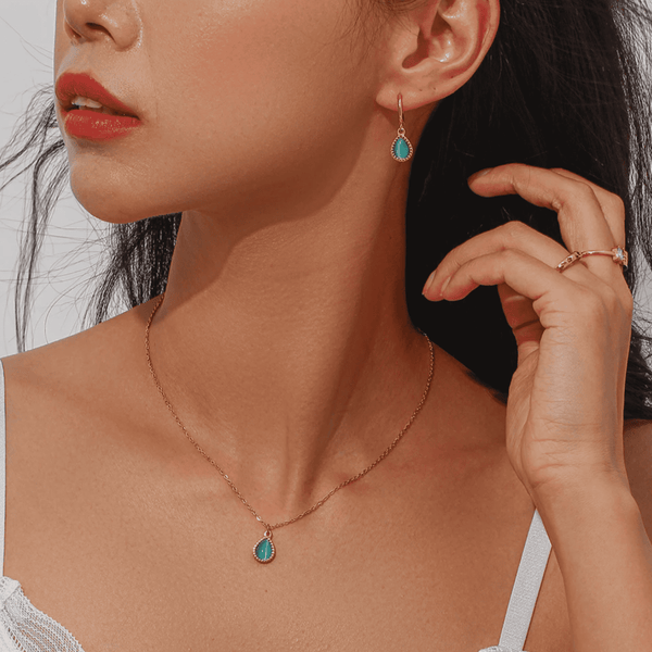 Waterdrop Hoop Earrings - Blue