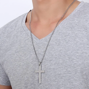 Cross Pendant Necklace in White Gold