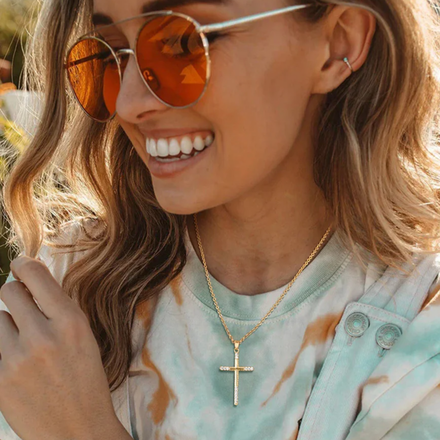 Crucifix Cross CZ Necklace