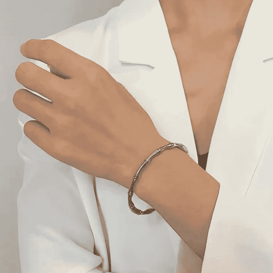 Bamboo Bangle Bracelet in White Gold