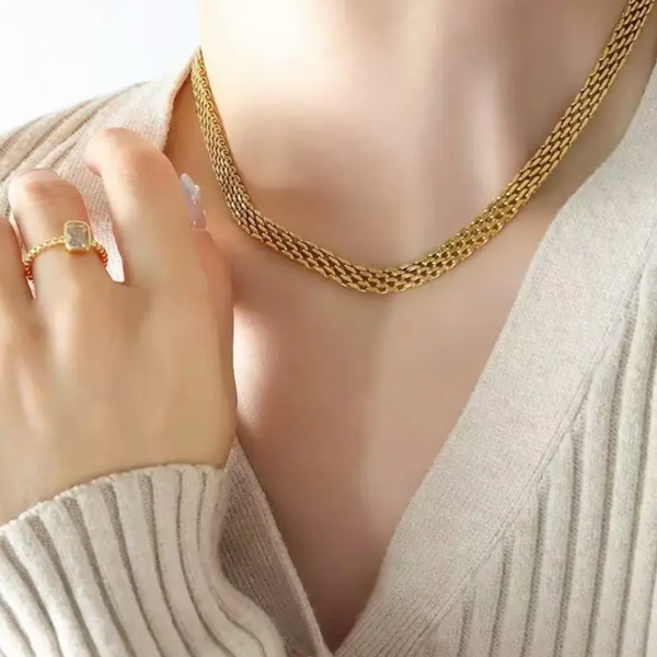 Panther Chain Choker Necklace in Gold