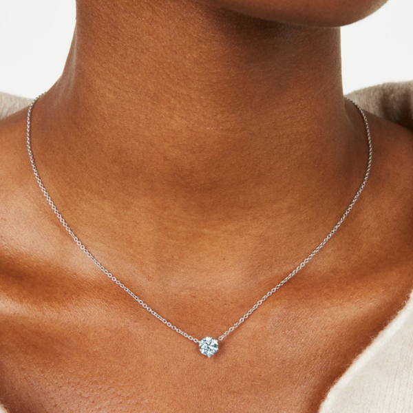 Solitaire Necklace in White Gold