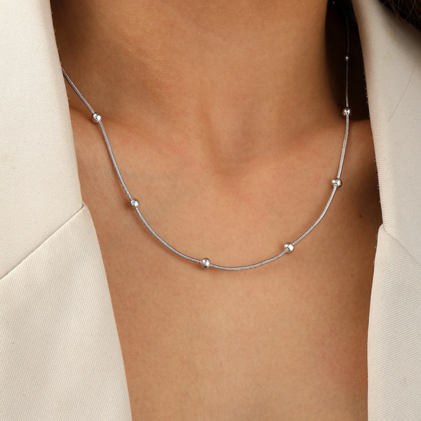 Satellite Chain Necklace in White Gold
