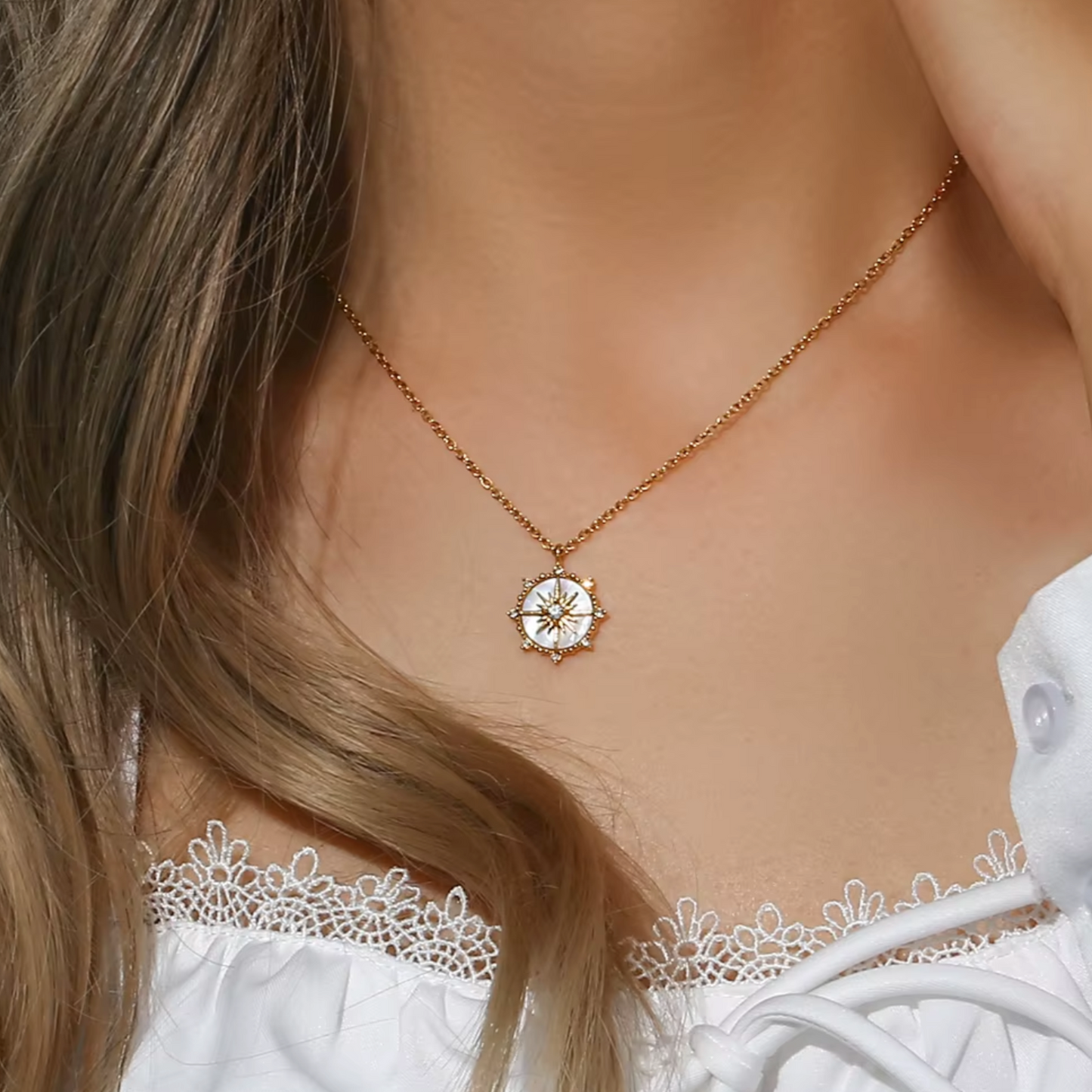 Wheel of Fortune Pendant Necklace in Gold