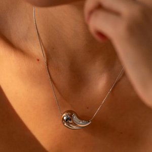Teardrop Pendant Necklace - Silver Color